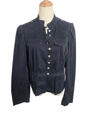 Loft Navy BlueWomens Military-Style Button Front Jacket -